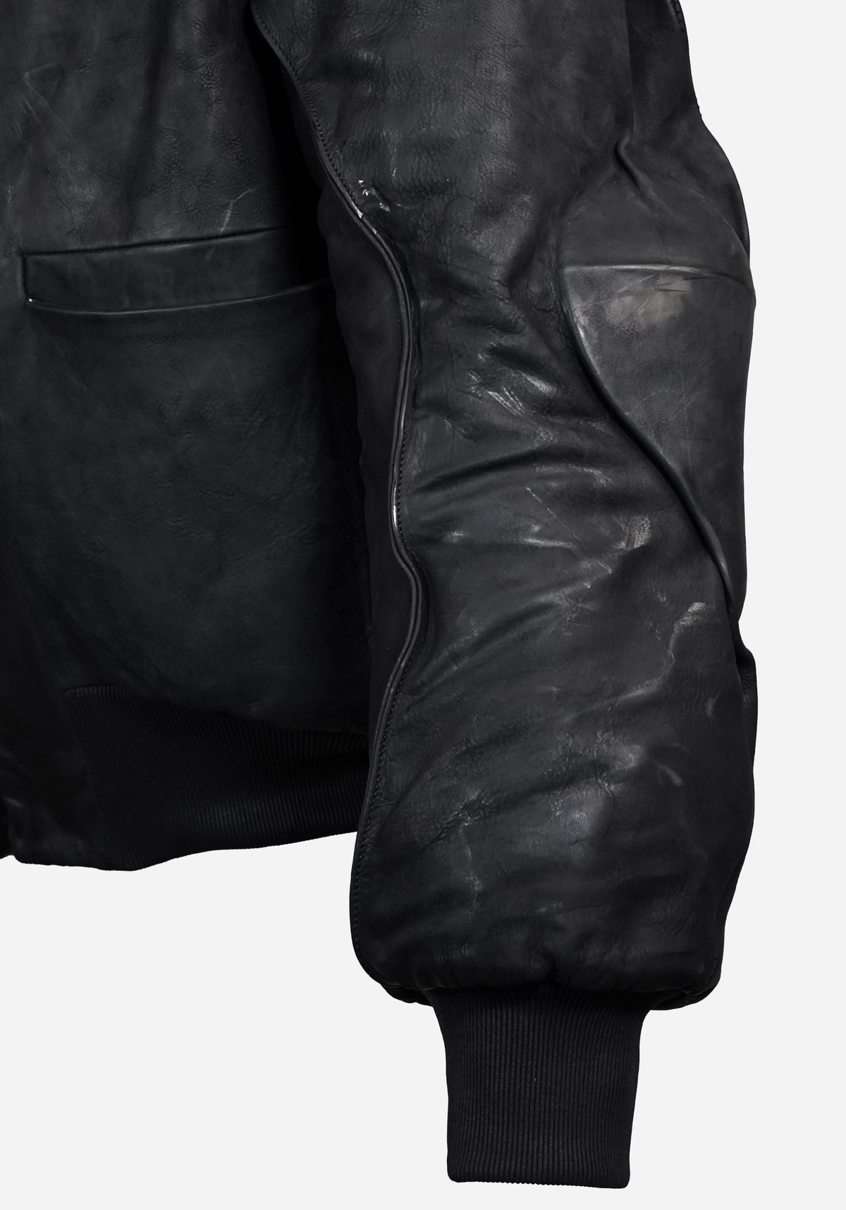 “MASTERONE” MAGNETIC LAYERED MORPHED TEMPLAR PROSTHETIC ATLAS HOODED NUBUK BOMBER JACKET
