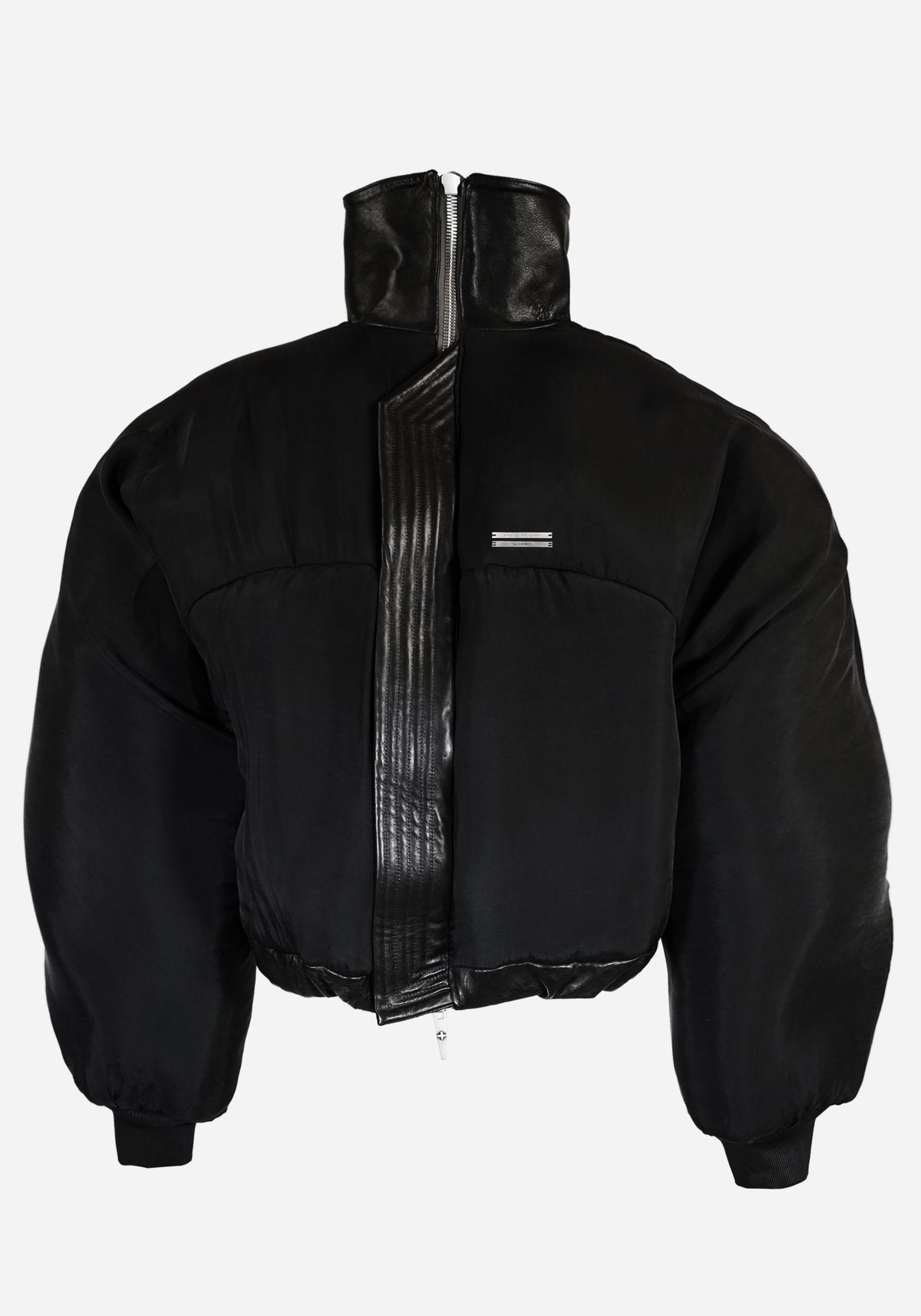 "HEXADRONE" LAYERED BACKZIP TANK LEATHER COLLARED BOMBER JACKET