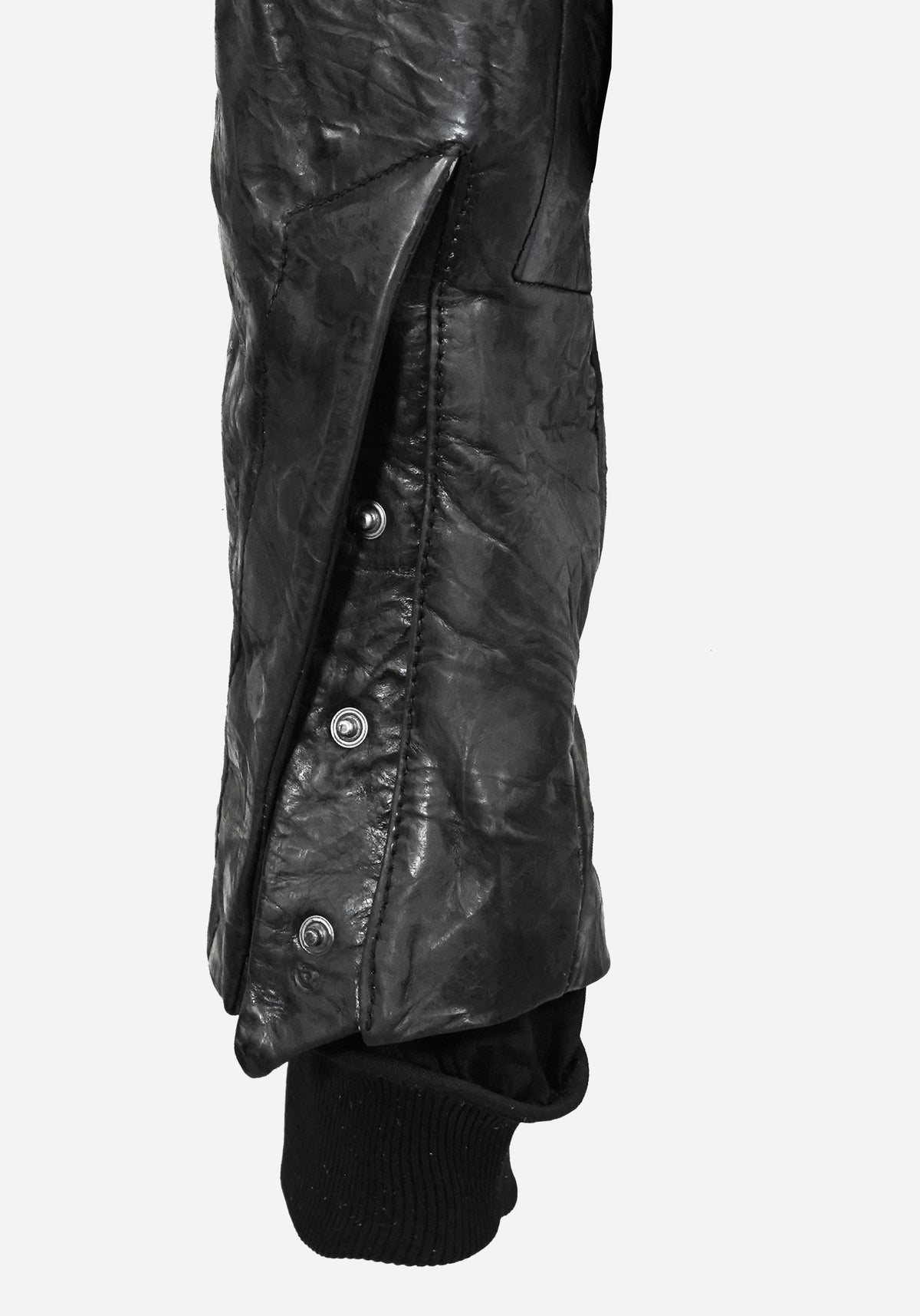 “MAGNUMO” SS LAYERED MORPHED BLADE PROSTHETICA OPEN-WORK BULL LEATHER JACKET - EQUINOX