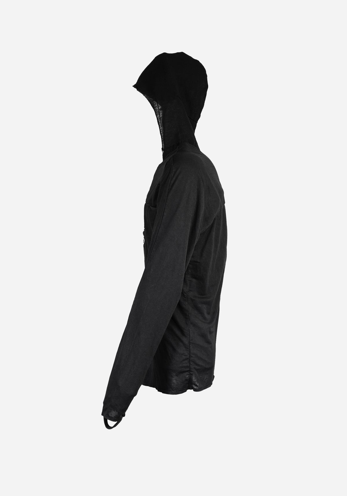 “BODO” HOUSETECK LAYERED ATLAS HOODED BUTTON UP LONG SLEEVE