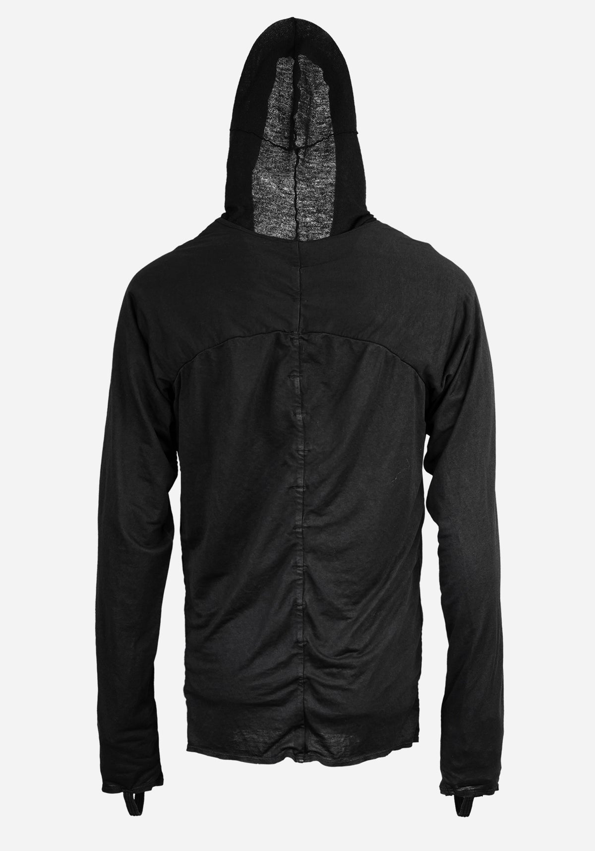 “BODO” HOUSETECK LAYERED ATLAS HOODED BUTTON UP LONG SLEEVE