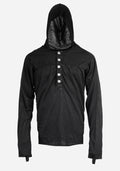 “BODO” HOUSETECK LAYERED ATLAS HOODED BUTTON UP LONG SLEEVE