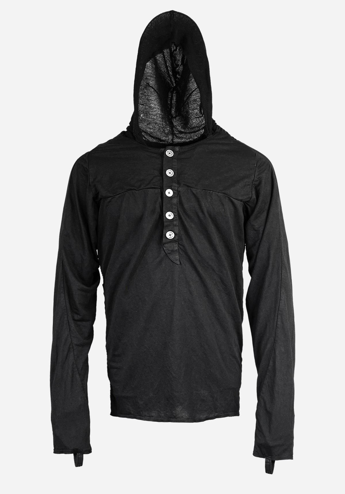 “BODO” HOUSETECK LAYERED ATLAS HOODED BUTTON UP LONG SLEEVE