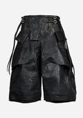 “GALLAN” LAYERED CURSAR BONDAGE NUBUK FENCING MOTOCARGO SHORTS