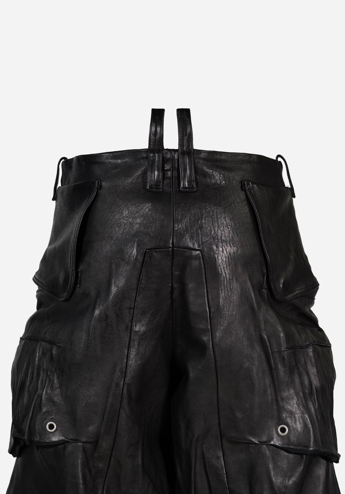 “GATSO” LAYERED MOTOCARGO LEATHER SHORTS