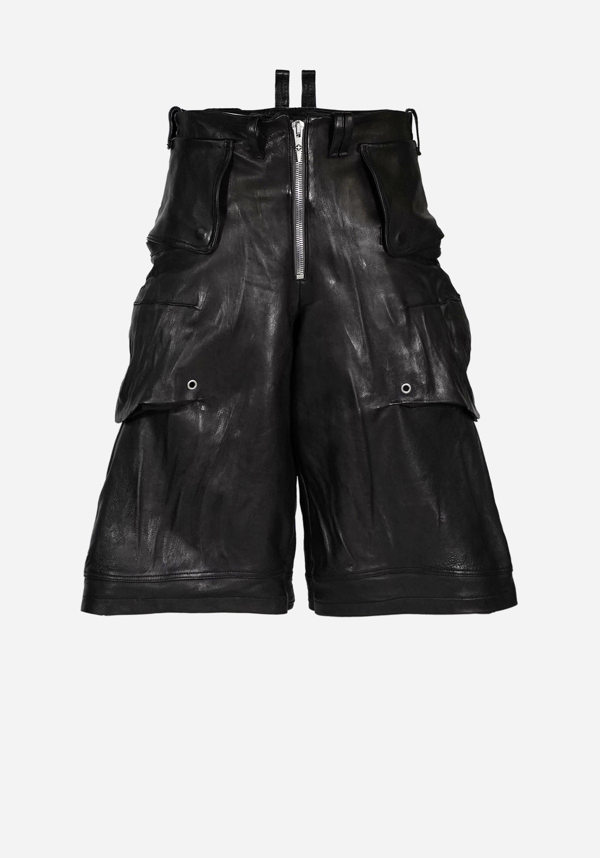 “GATSO” LAYERED MOTOCARGO LEATHER SHORTS