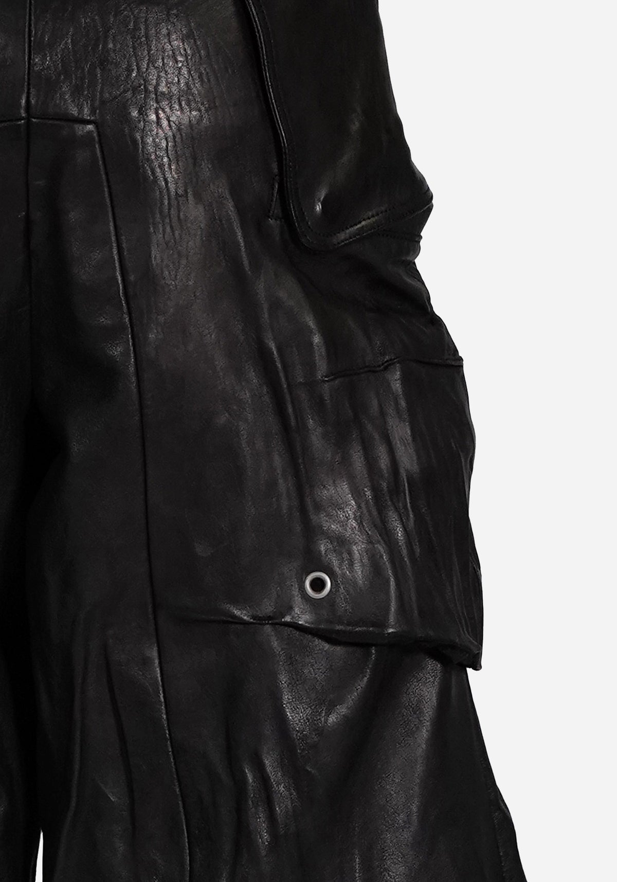 “GATSO” LAYERED MOTOCARGO LEATHER SHORTS