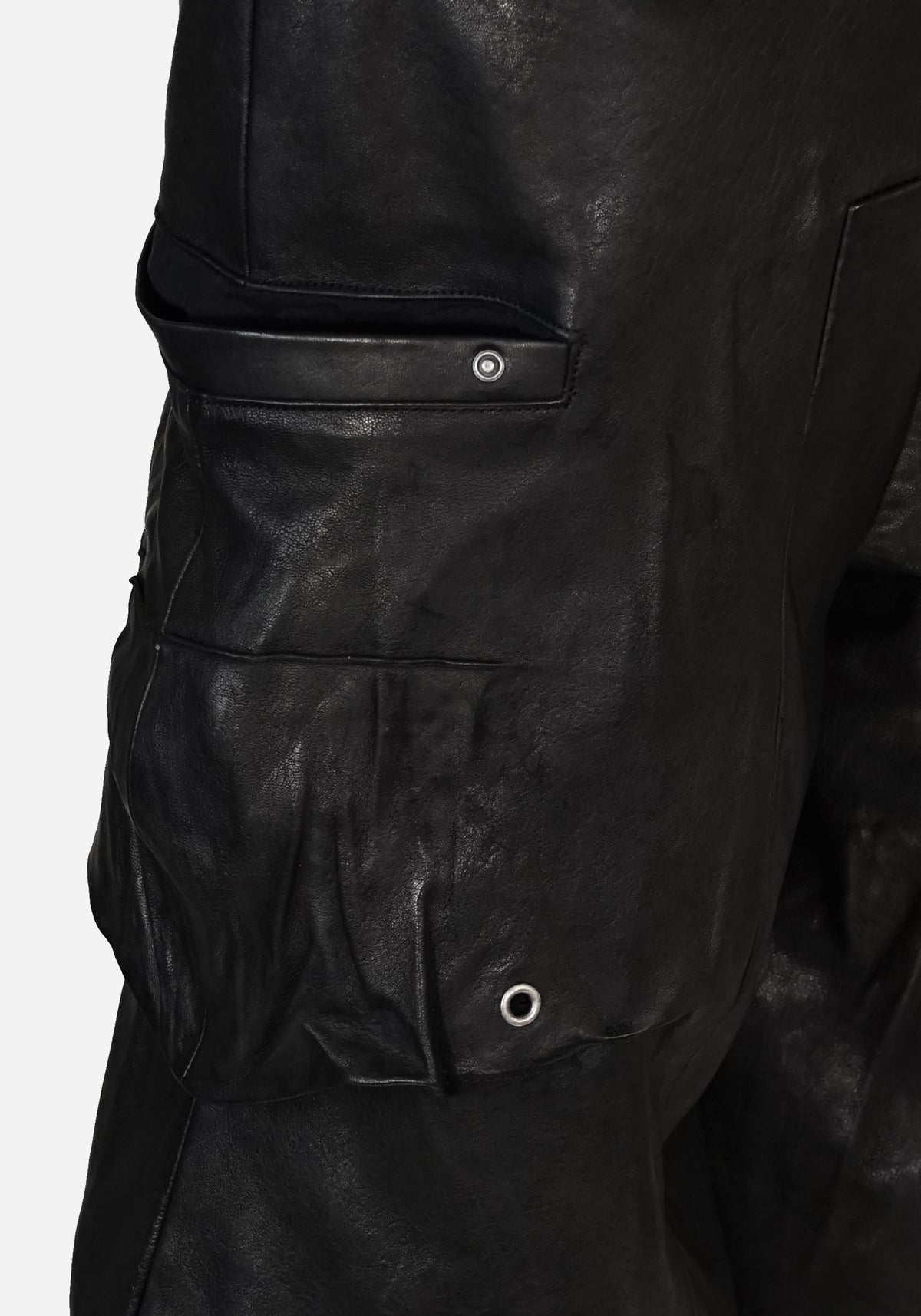 “GATSO” LAYERED MOTOCARGO LEATHER SHORTS