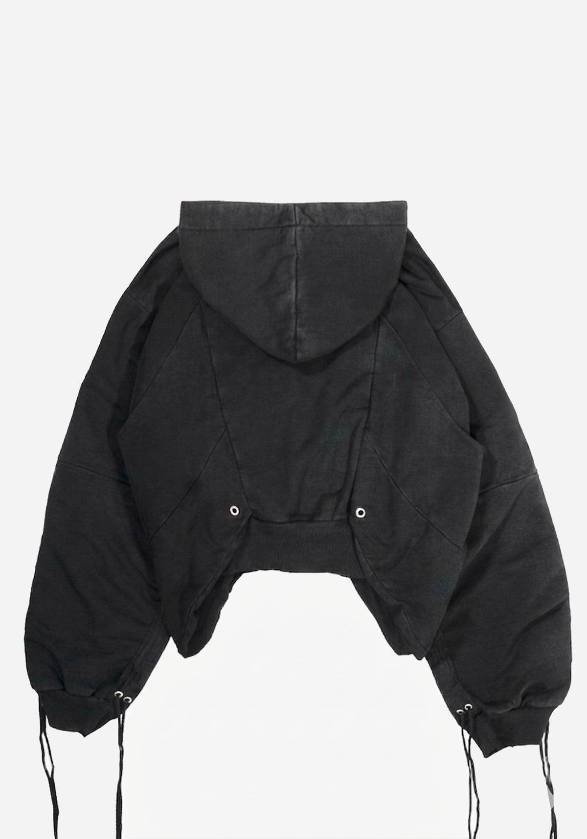 "GOLUCIDA" LAYERED JUMBO ZIPPER DISTRESSED CARGO HOODIE - DARKOZONE