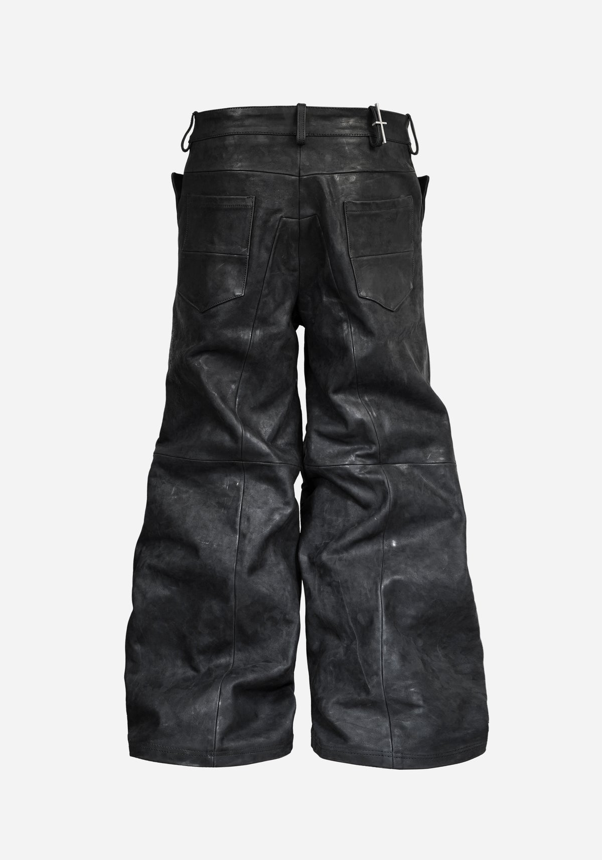 “HOLOSTAR” LAYERED INSERTED BOOTCUT NUBUK PANTS
