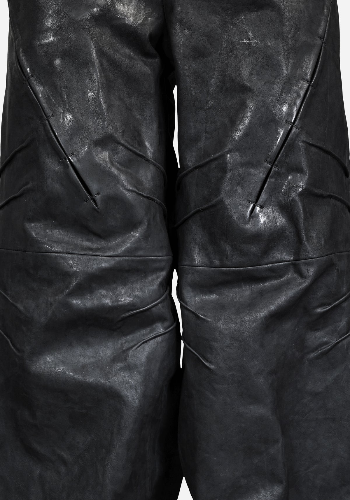 “HOLOSTAR” LAYERED INSERTED BOOTCUT NUBUK PANTS