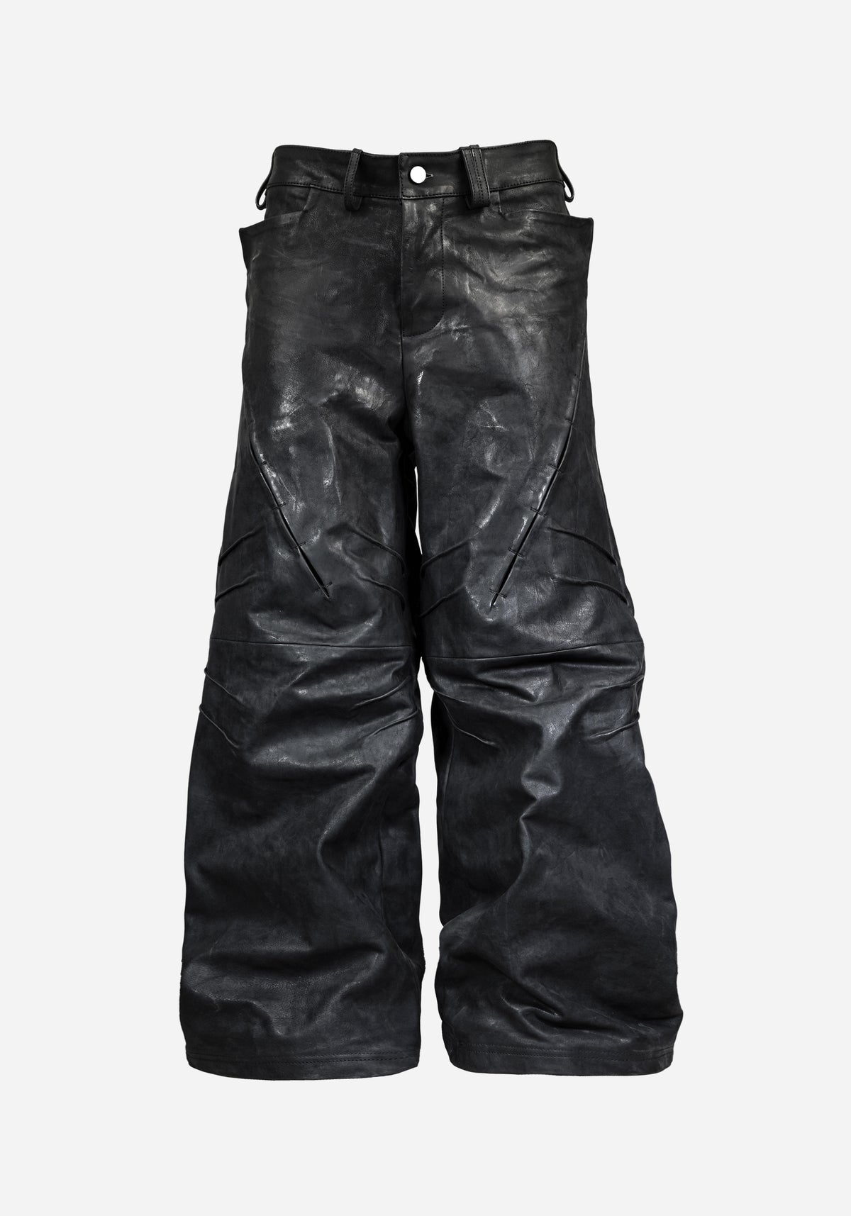 “HOLOSTAR” LAYERED INSERTED BOOTCUT NUBUK PANTS