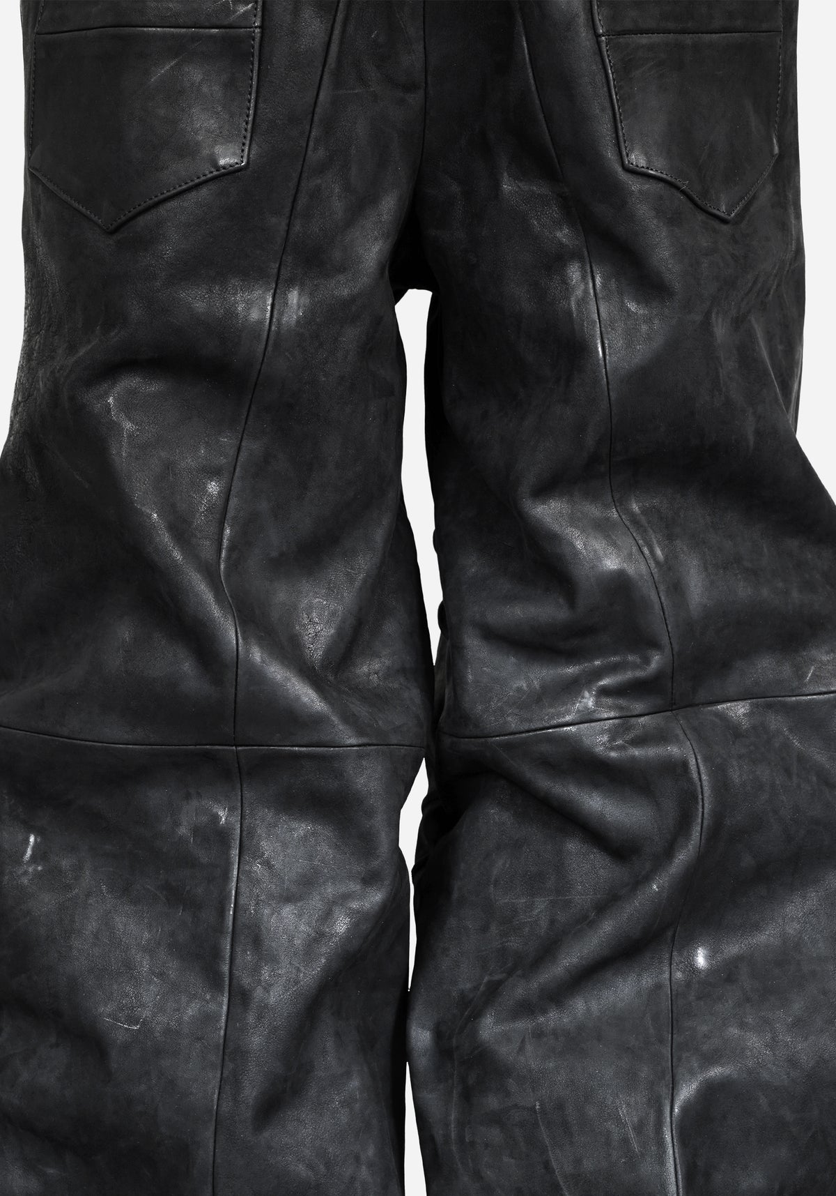 “HOLOSTAR” LAYERED INSERTED BOOTCUT NUBUK PANTS