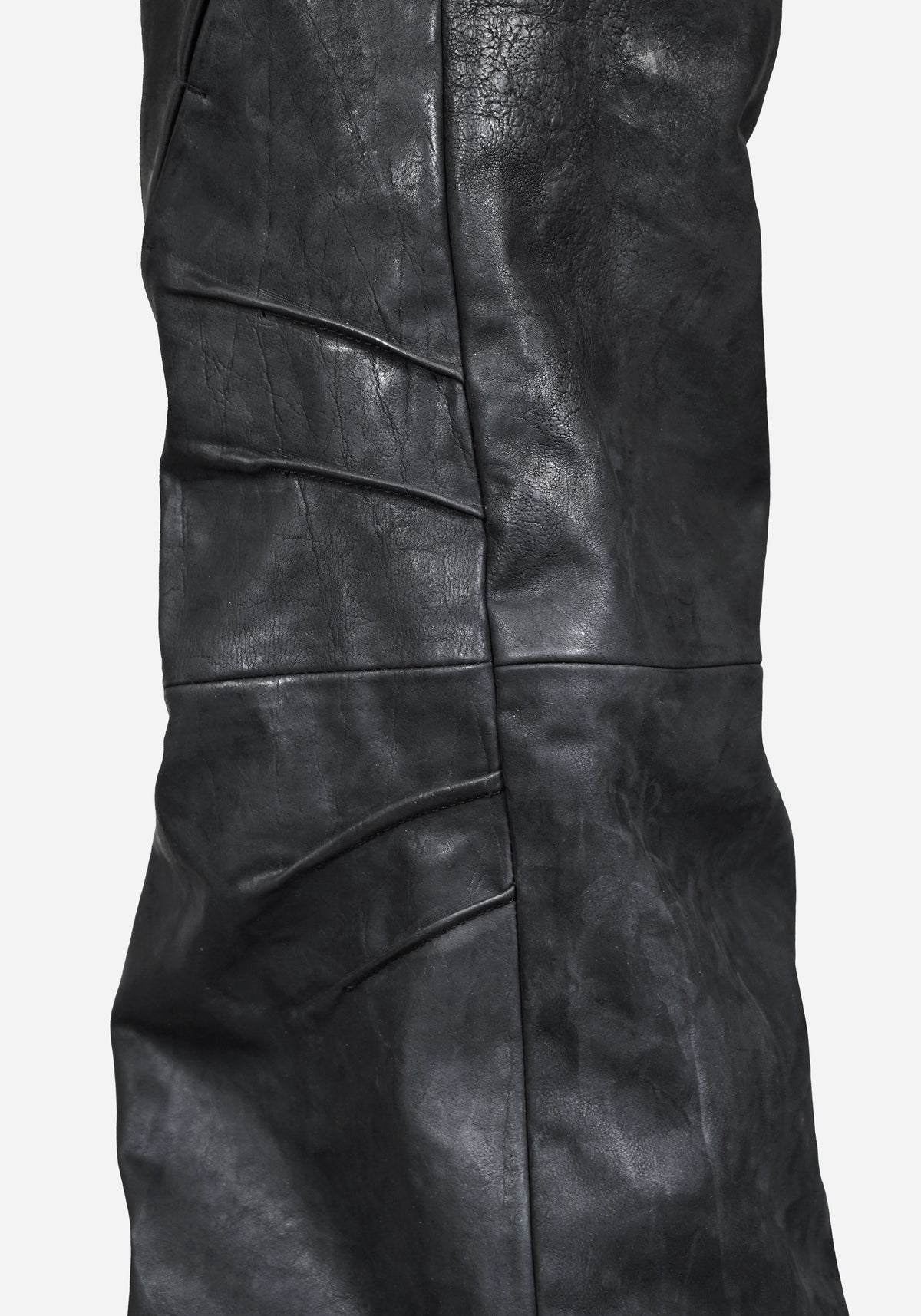 “HOLOSTAR” LAYERED INSERTED BOOTCUT NUBUK PANTS