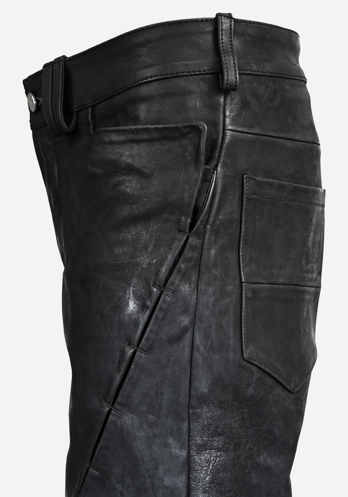 “HOLOSTAR” LAYERED INSERTED BOOTCUT NUBUK PANTS
