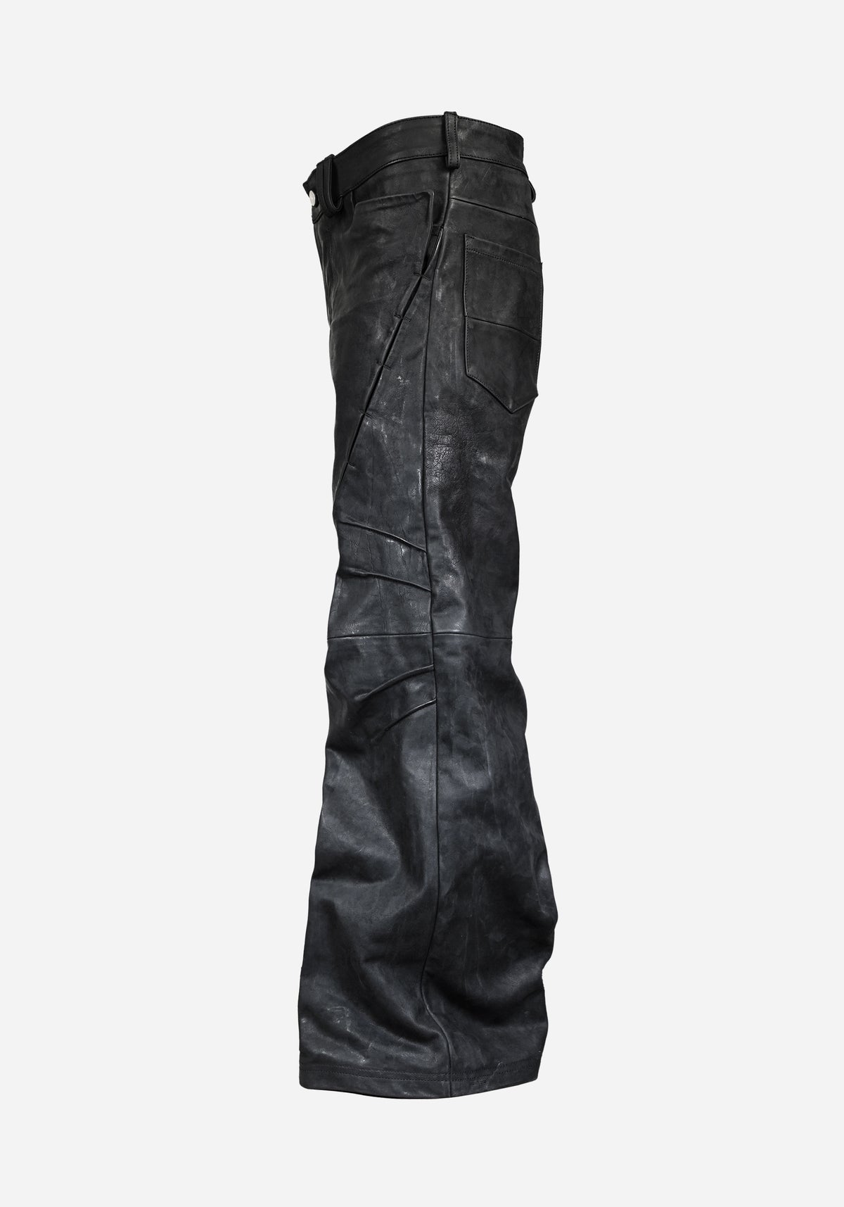 “HOLOSTAR” LAYERED INSERTED BOOTCUT NUBUK PANTS