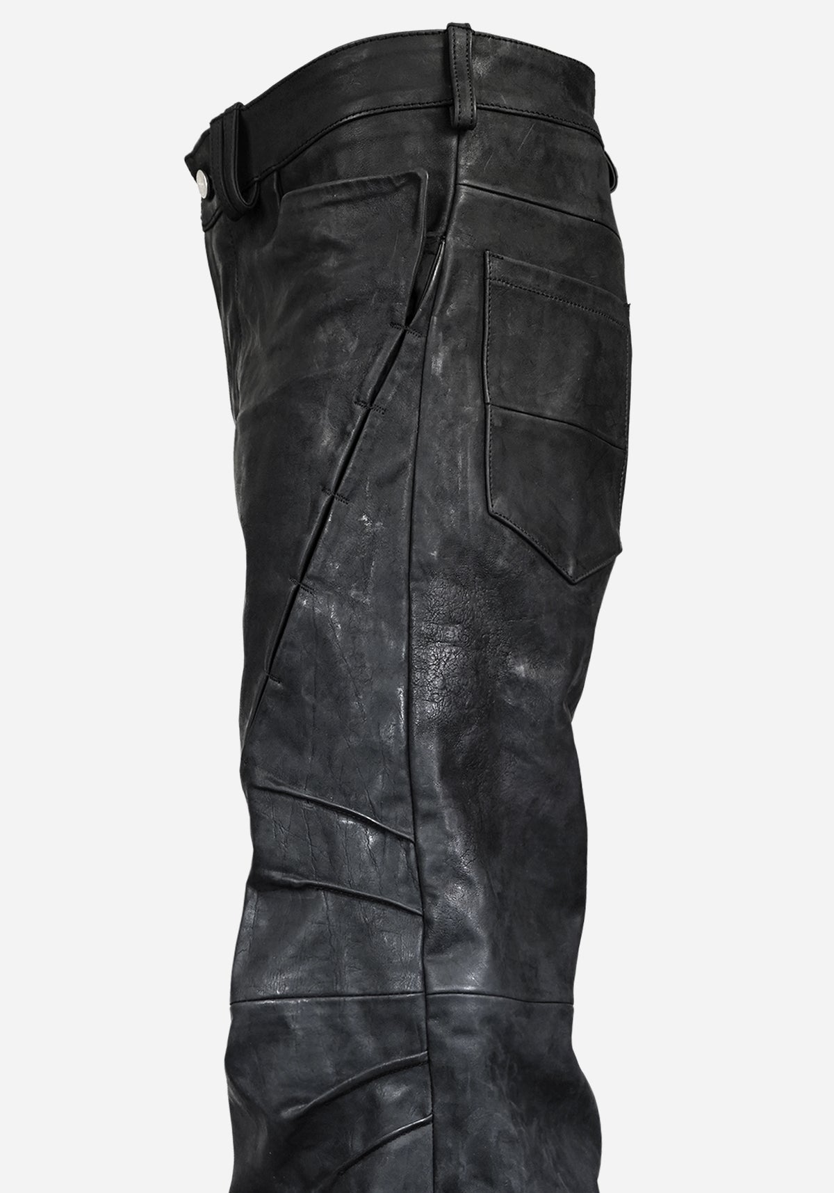 “HOLOSTAR” LAYERED INSERTED BOOTCUT NUBUK PANTS