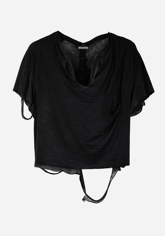 “GARETTE” LAYERED CRACK-BONE THRASHED SWEATER