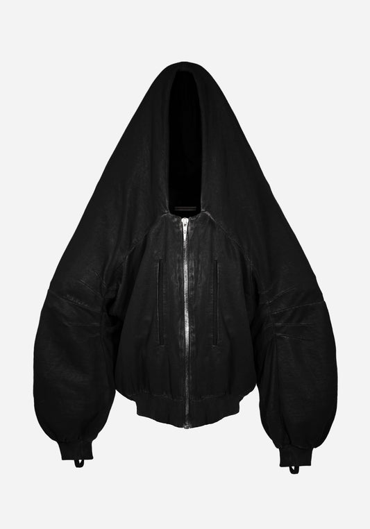 “MEGLATHON” LAYERED FLAMEN ZIPPER MAC HOODIE-RAM