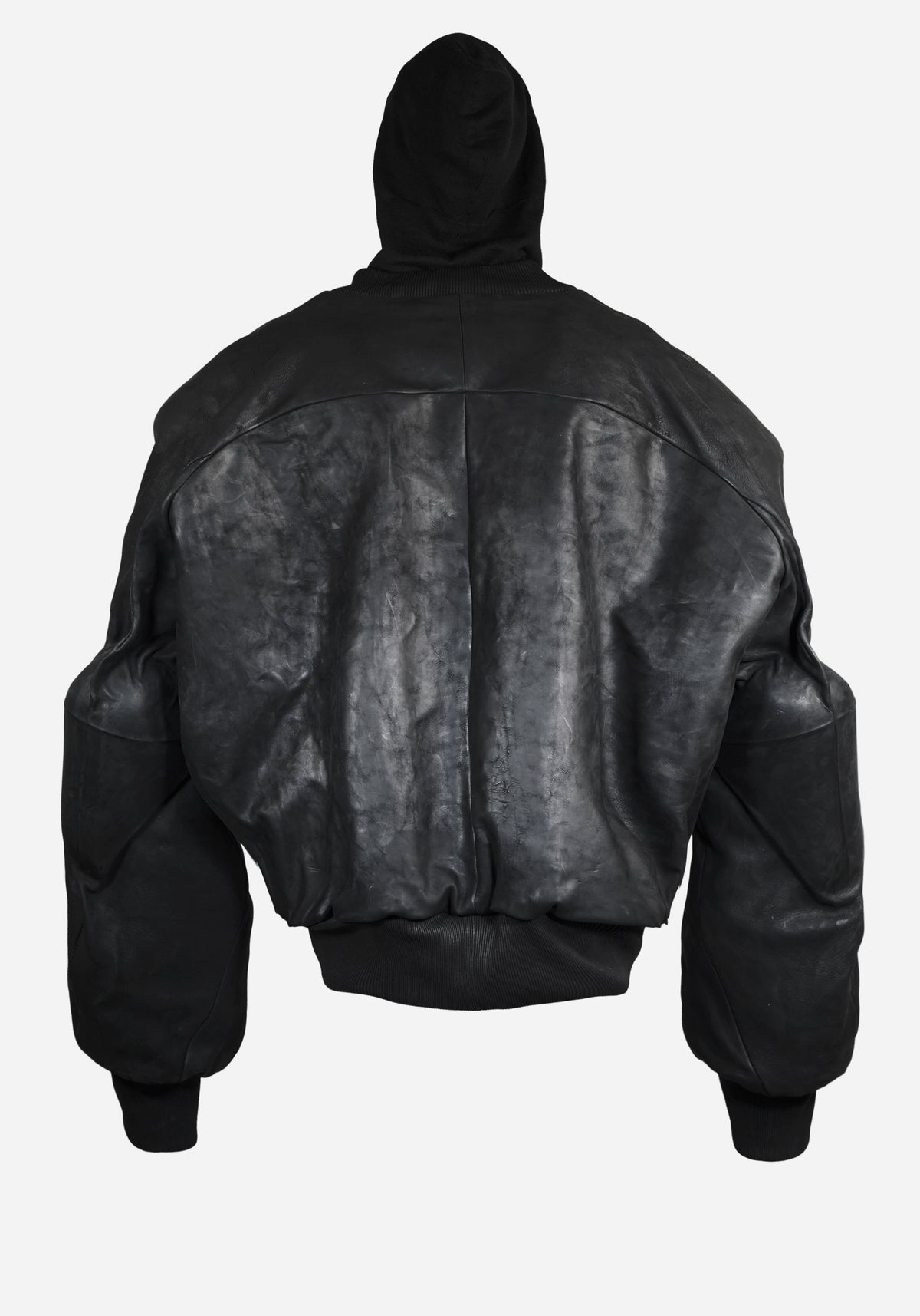 “MASTERONE” MAGNETIC LAYERED MORPHED TEMPLAR PROSTHETIC ATLAS HOODED NUBUK BOMBER JACKET