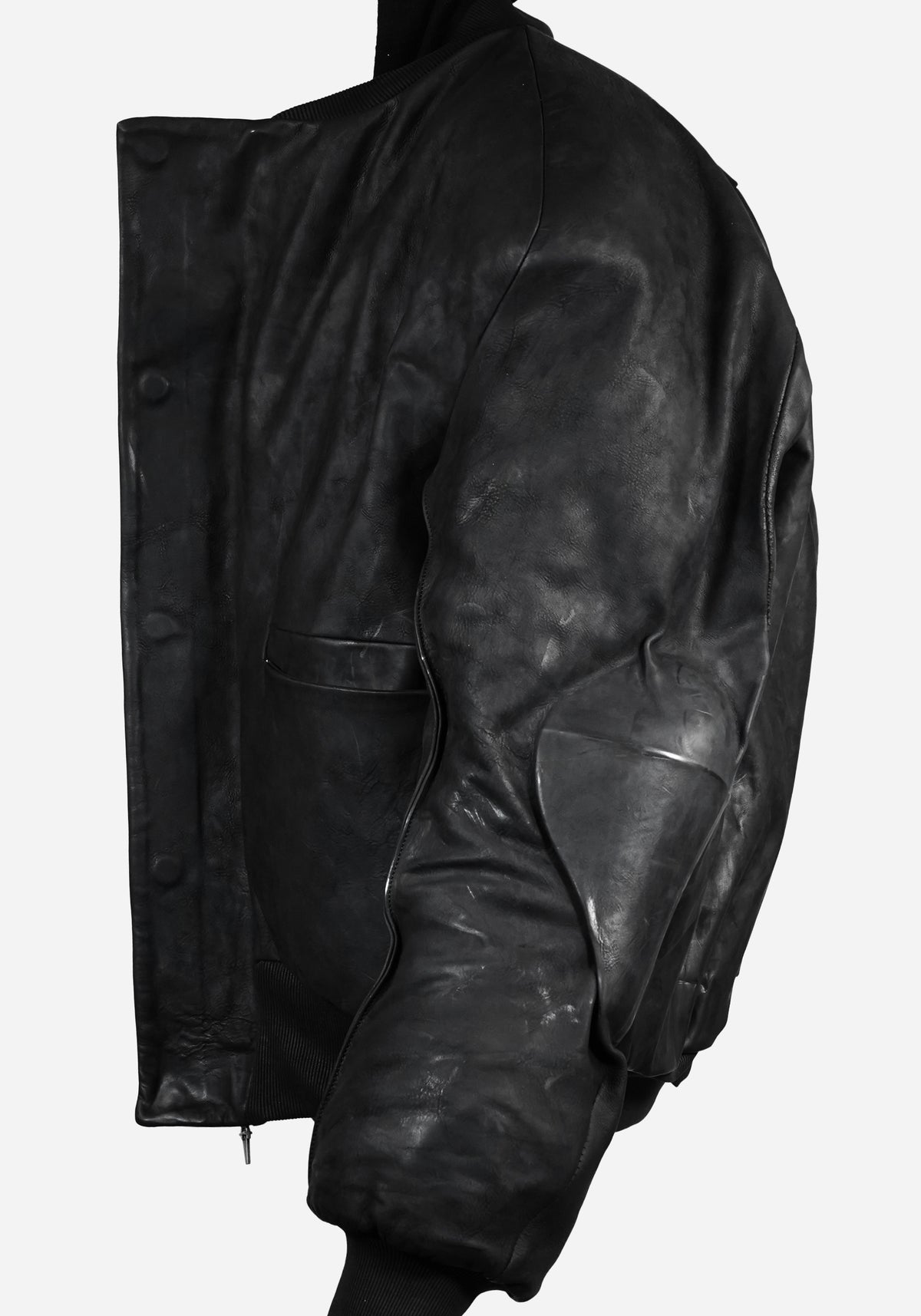 “MASTERONE” MAGNETIC LAYERED MORPHED TEMPLAR PROSTHETIC ATLAS HOODED NUBUK BOMBER JACKET