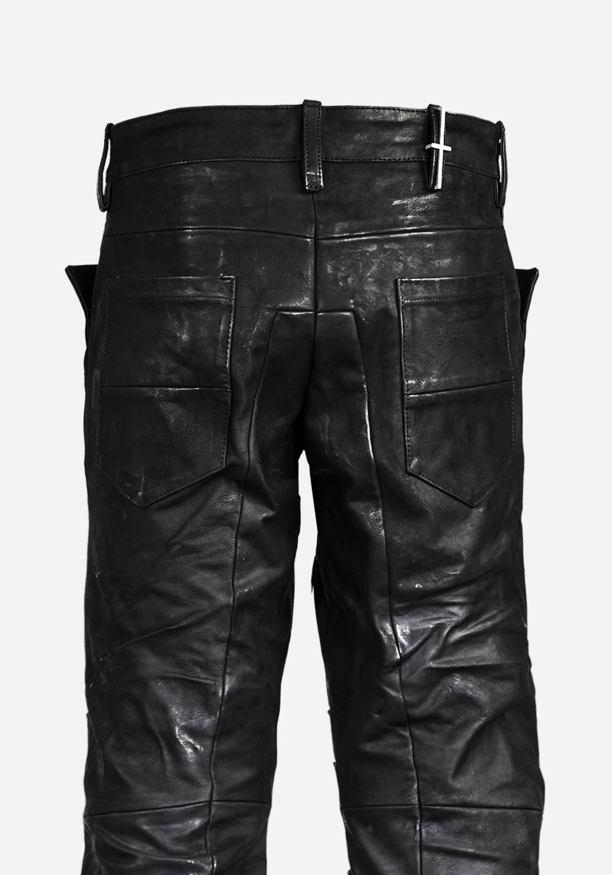 “OMENSTAR” LAYERED INSERTED NUBUK SLIMCUT PANTS