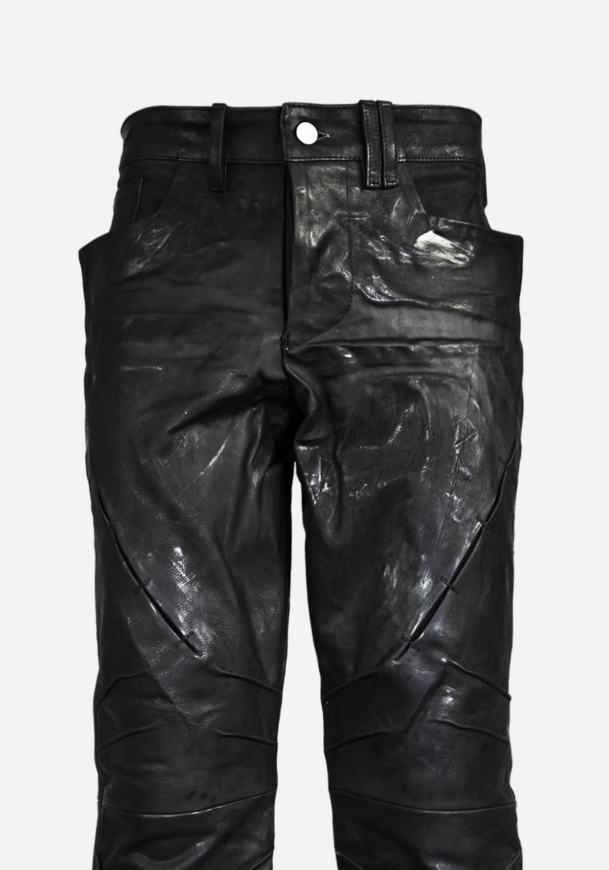 “OMENSTAR” LAYERED INSERTED NUBUK SLIMCUT PANTS