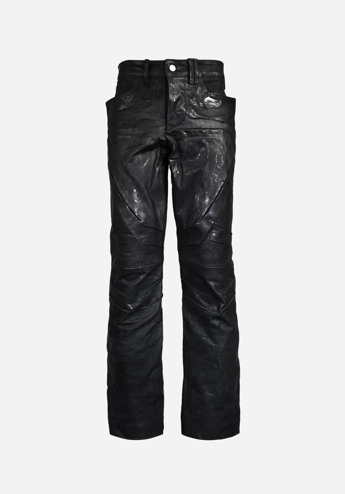 “OMENSTAR” LAYERED INSERTED NUBUK SLIMCUT PANTS