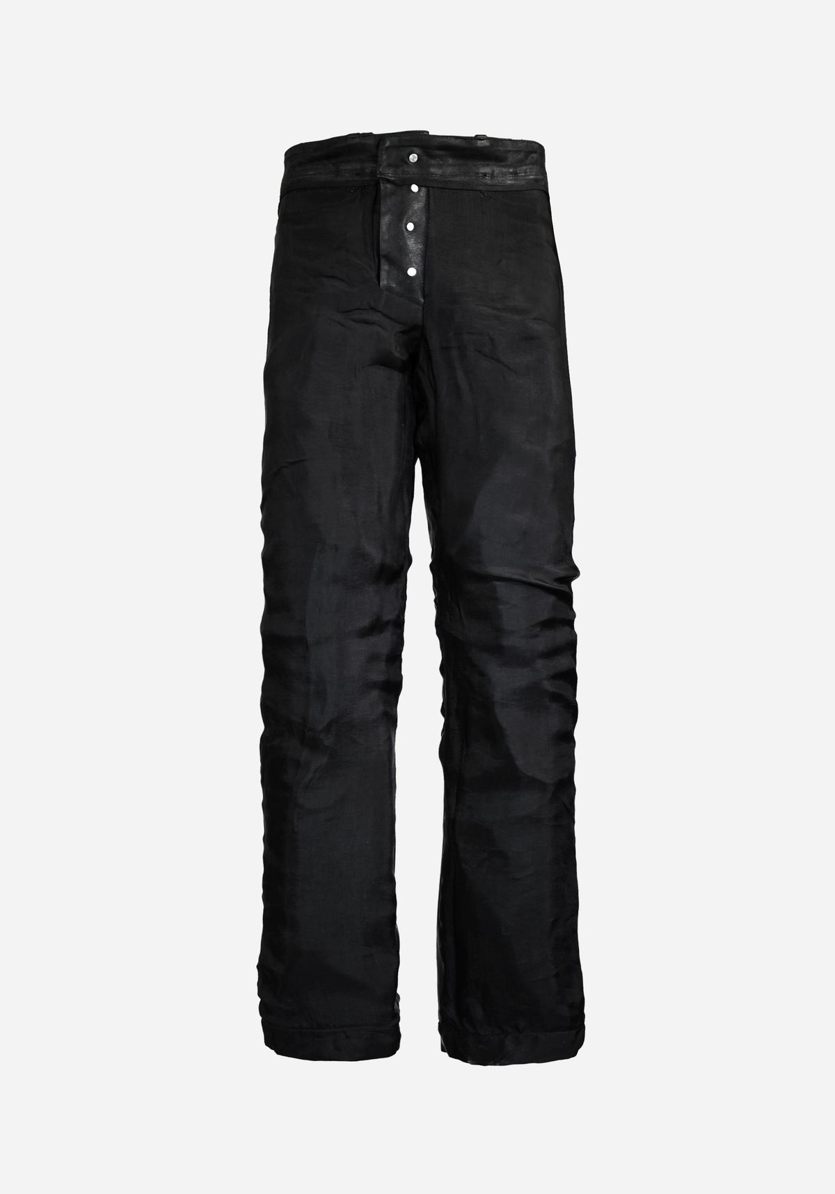 “OMENSTAR” LAYERED INSERTED NUBUK SLIMCUT PANTS