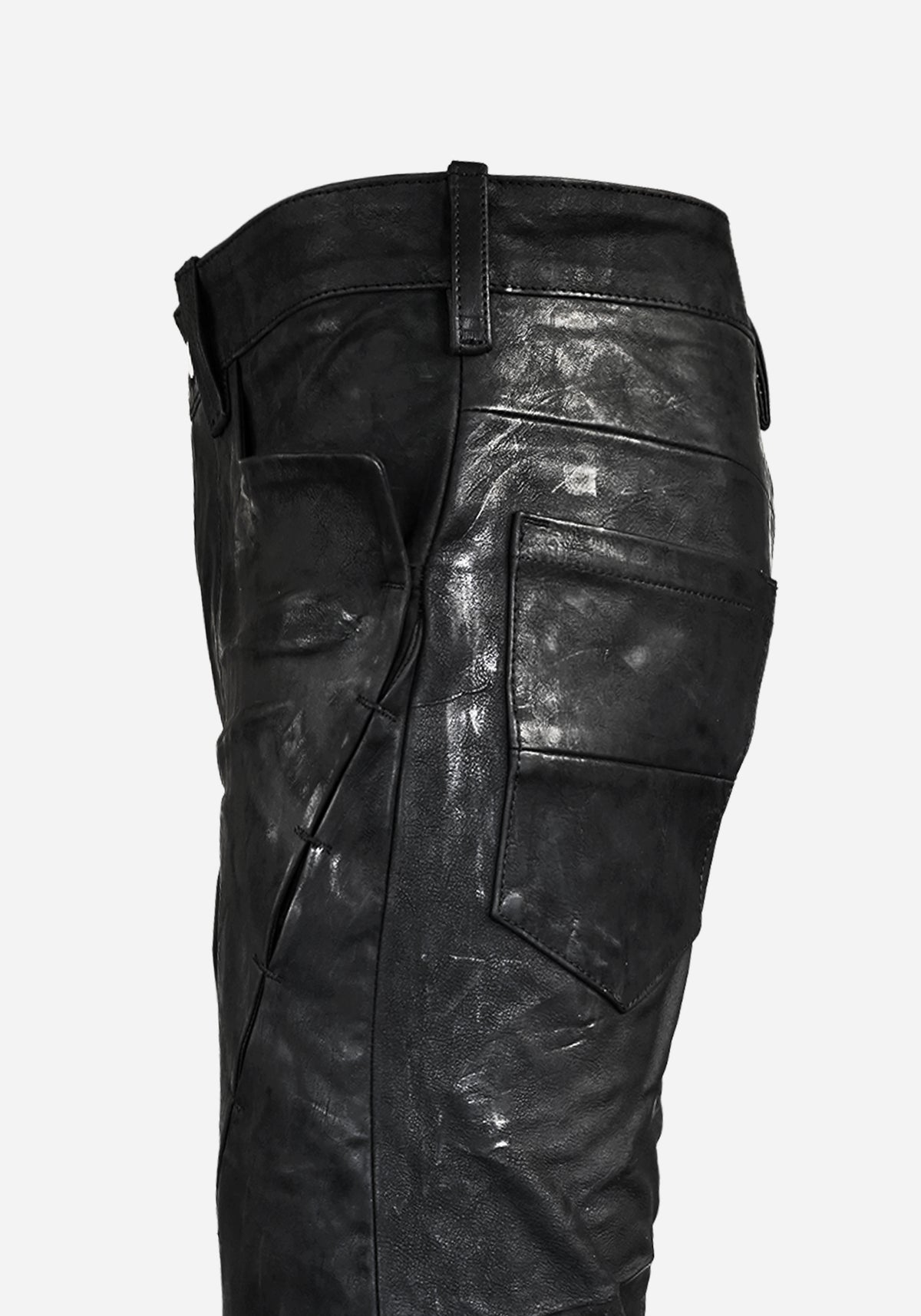 “OMENSTAR” LAYERED INSERTED NUBUK SLIMCUT PANTS