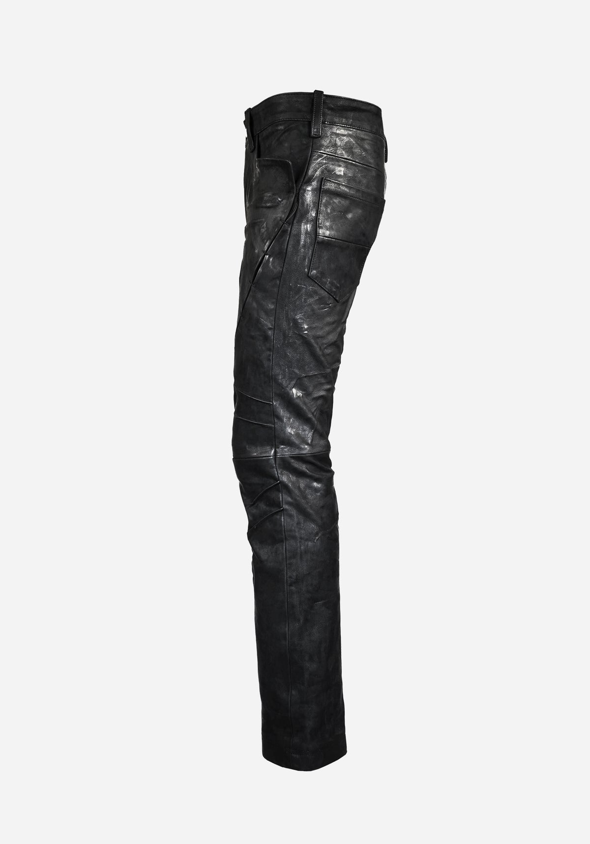 “OMENSTAR” LAYERED INSERTED NUBUK SLIMCUT PANTS