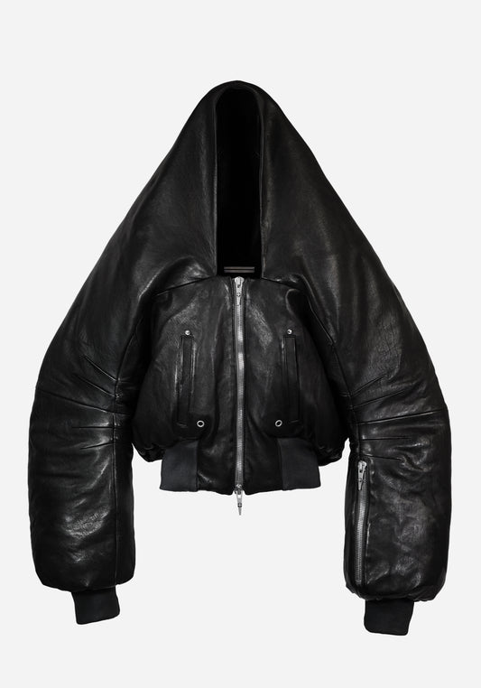 “METHASTERONE” LEATHER MAC BOMBER JACKET