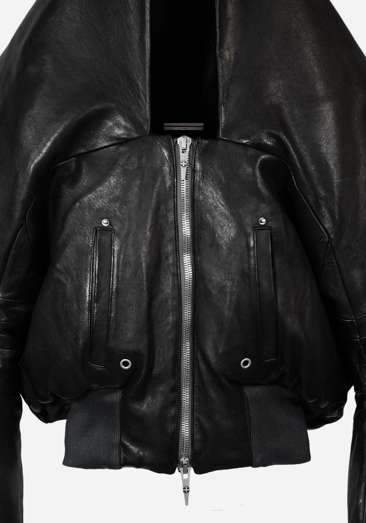 “METHASTERONE” LEATHER MAC BOMBER JACKET