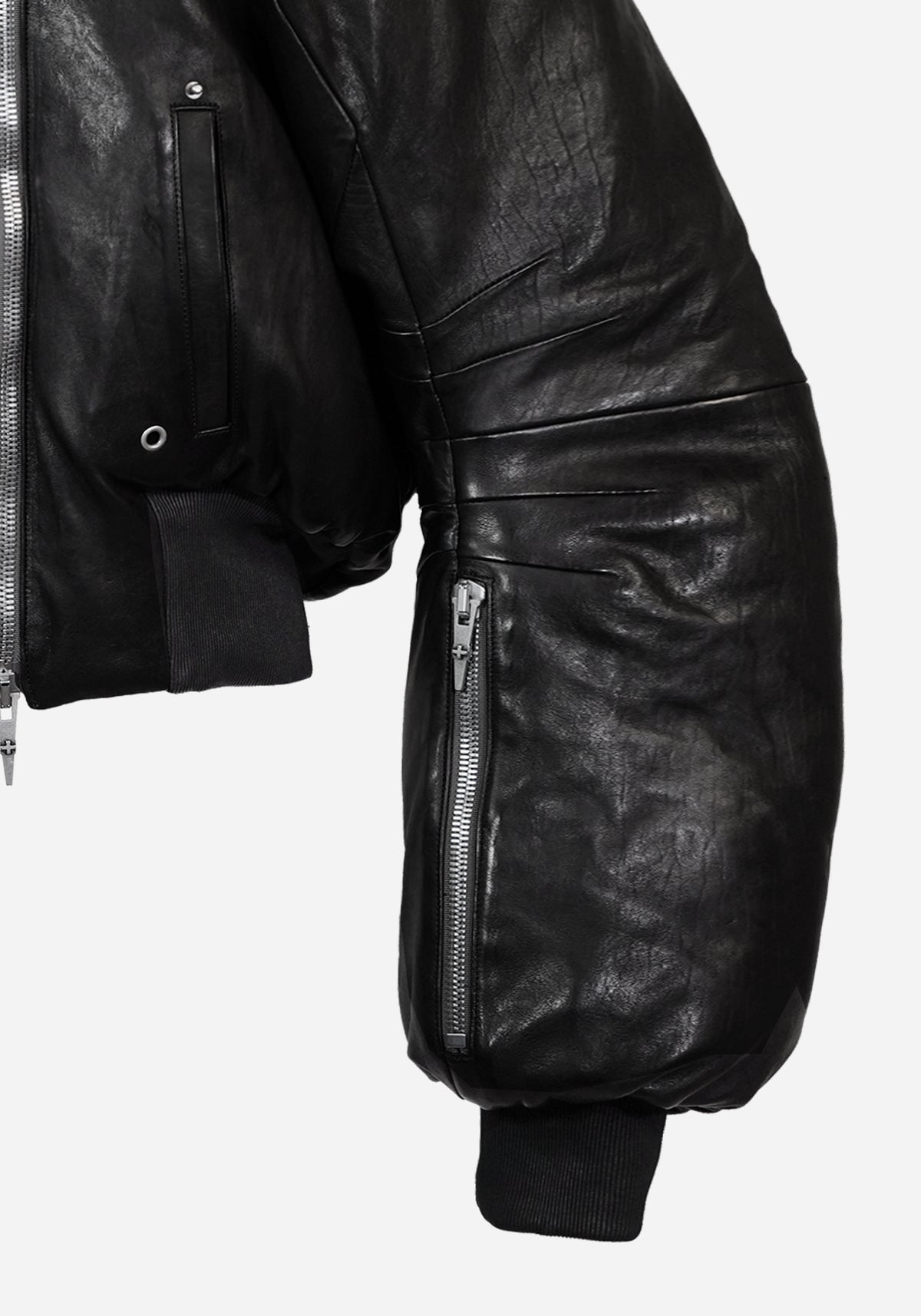“METHASTERONE” LEATHER MAC BOMBER JACKET