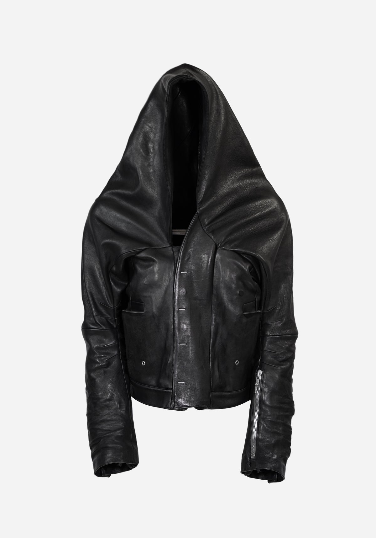 “MACBETHO” MAGNETIC LAYERED LEATHER MAC JACKET