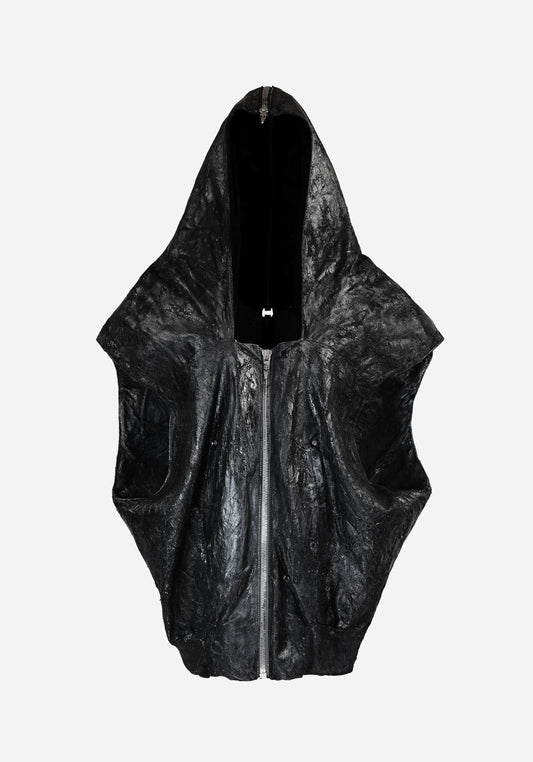 "FERGUS" BACKZIP MAC SLEEVELESS COCOON JACKET - GLASS