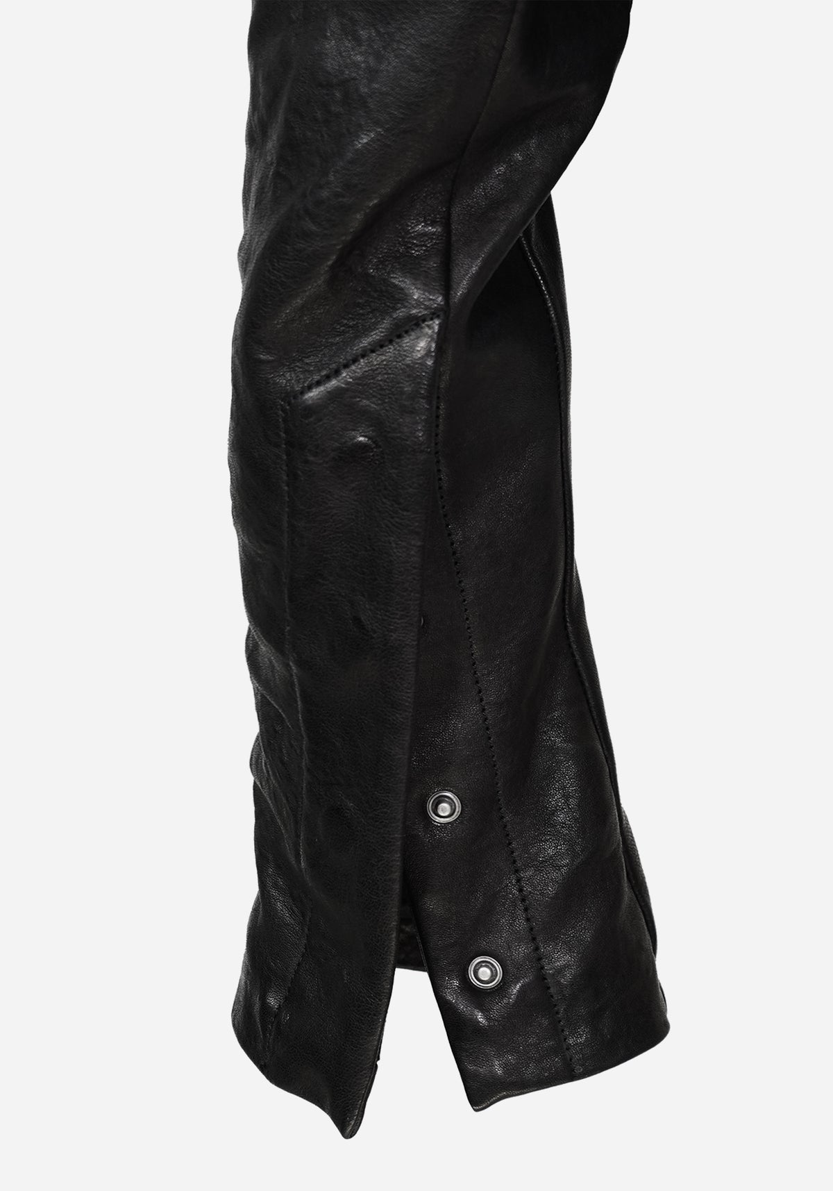 “MACBETHO” MAGNETIC LAYERED LEATHER MAC JACKET