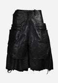 “RAMMERTECK” LAYERED DEFENDER OPEN-WORK CARGO LEATHER SHORTS