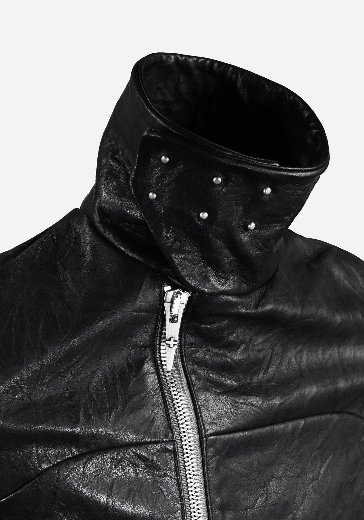 “INNHABITIST” LAYERED MORPHED TEMPLAR PROSTHETICA BIKER LEATHER JACKET
