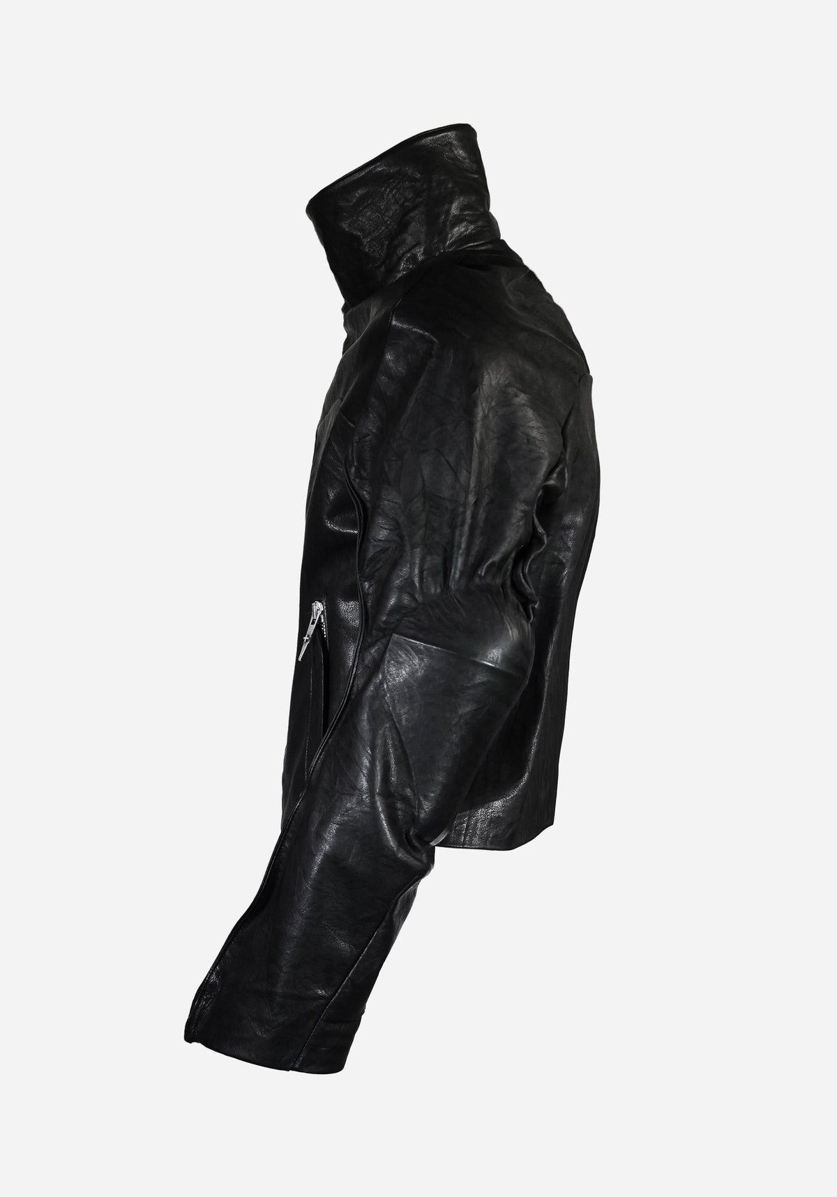 “INNHABITIST” LAYERED MORPHED TEMPLAR PROSTHETICA BIKER LEATHER JACKET